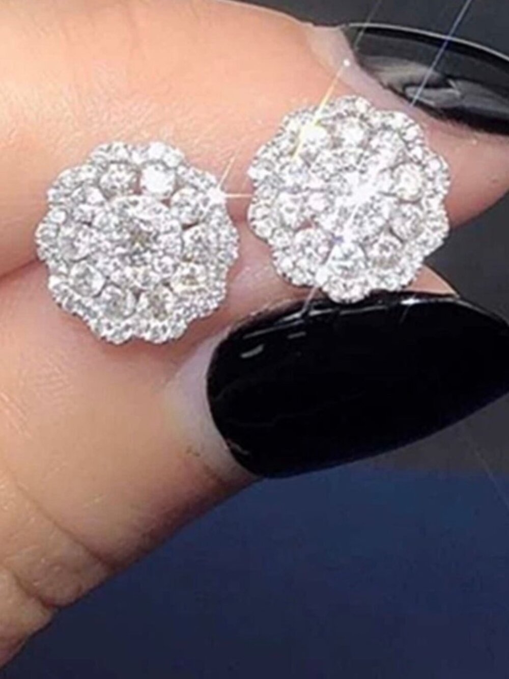 Moissanite Stud Earrings Solid 14K White Gold 2 Carat Round Cut VVS1 for Women